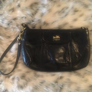 Black Leather Coach convertible wristlet purse